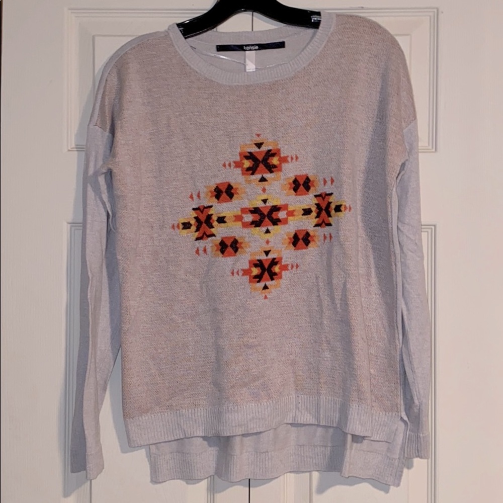 Kenzie- Tribal Print Long Sleeve Light Sweater